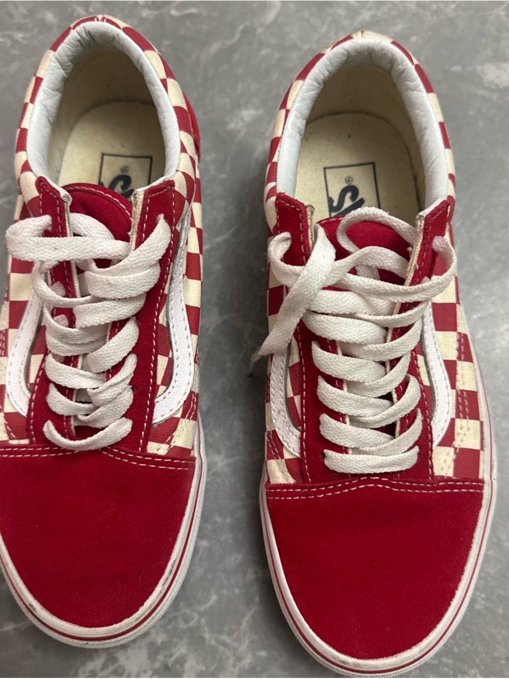 Vans Red Checkerboard Lace-Up Women's Sneakers - Unbranded